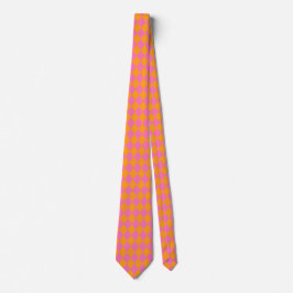 Gravata Jockey Silks Diamond Pink e Orange Neck