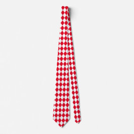 Gravata Jockey Silks Diamond Red and White Neck