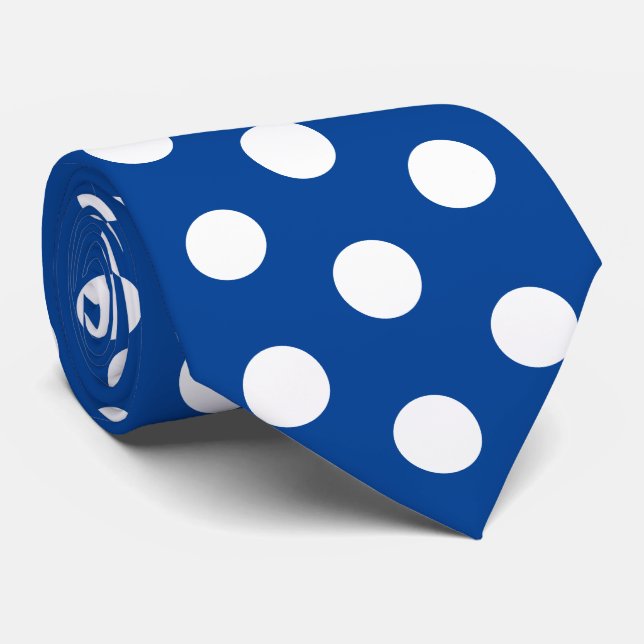 Gravata Jockey Silks Dots Blue and White Derby (Rolled)