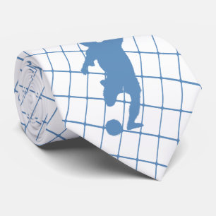 Gravata Jogador de futebol Kicking Ball Blue Check Nectie