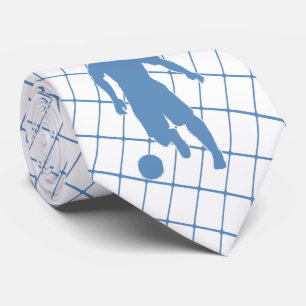 Gravata Jogador de futebol Kicking Ball Blue Check Nectie