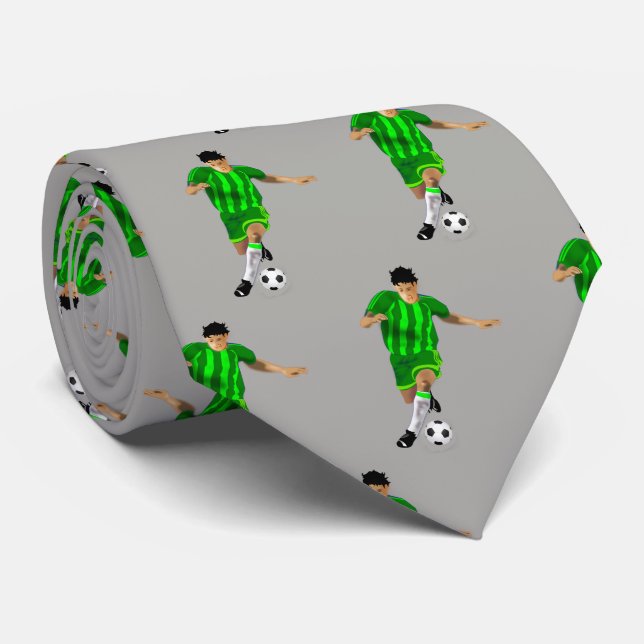 Gravata Jogadores De Futebol Kicking Ball Green Uniform (Rolled)