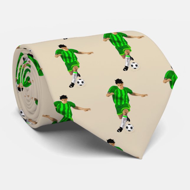 Gravata Jogadores De Futebol Kicking Ball Green Uniform (Rolled)