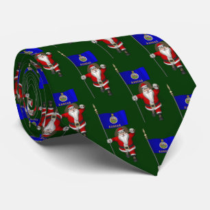 Gravata Jolly Padre Natal Com Bandeira Do Kansas