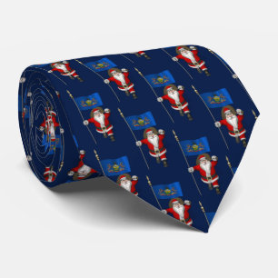 Gravata Jolly Santa Claus Com Bandeira Da Pensilvânia