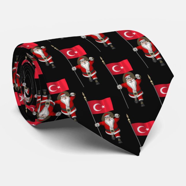 Gravata Jolly Santa Claus Com Bandeira Da Turquia (Rolled)