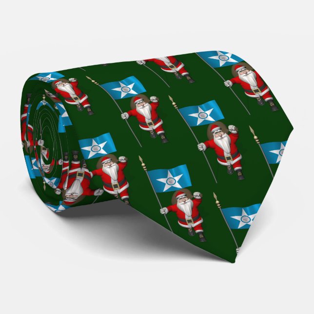 Gravata Jolly Santa Claus Com Bandeira De Houston (Rolled)