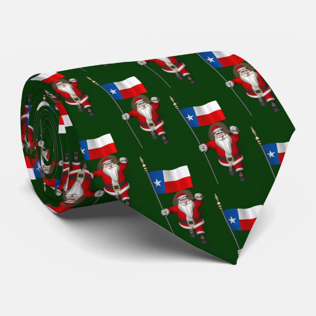Gravata Jolly Santa Claus Com Bandeira Do Texas (Rolled)