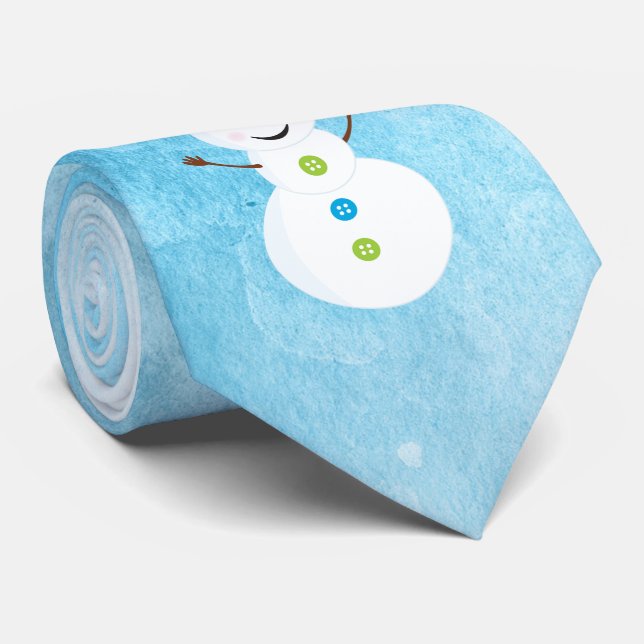 Gravata Jolly Snowman Papai noel Boné Texturado Azul com N (Rolled)