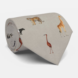 Gravata Jungle Safari Animals Pattern Grey Neck Tie