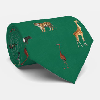 Gravata Jungle Safari Animals Pattern Kelly Green Neck Tie