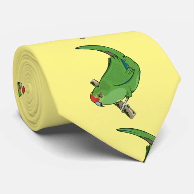 Gravata Kākāriki, periquito de coroa vermelha (Rolled)