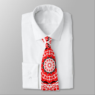 Gravata Kaleidoscope Red White Random Stripes