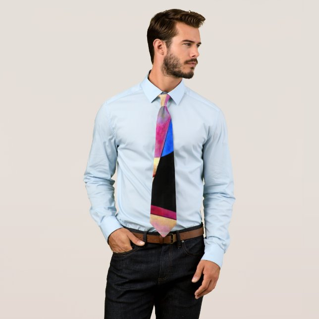 Gravata Kandinsky - Cubismo Abstrato com Pinks e Blues (In Situ)