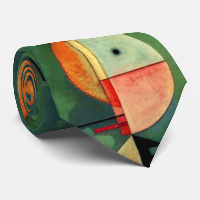Gravata Kandinsky para cima - Pintura Abstrato Verde Laran (Rolled)