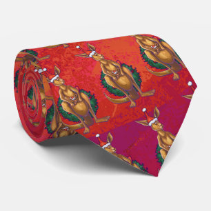 Gravata Kangaroo Xmas Em Vermelho