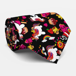 Gravata Kawaii Unicorn Cupcake Doodles Personalizado