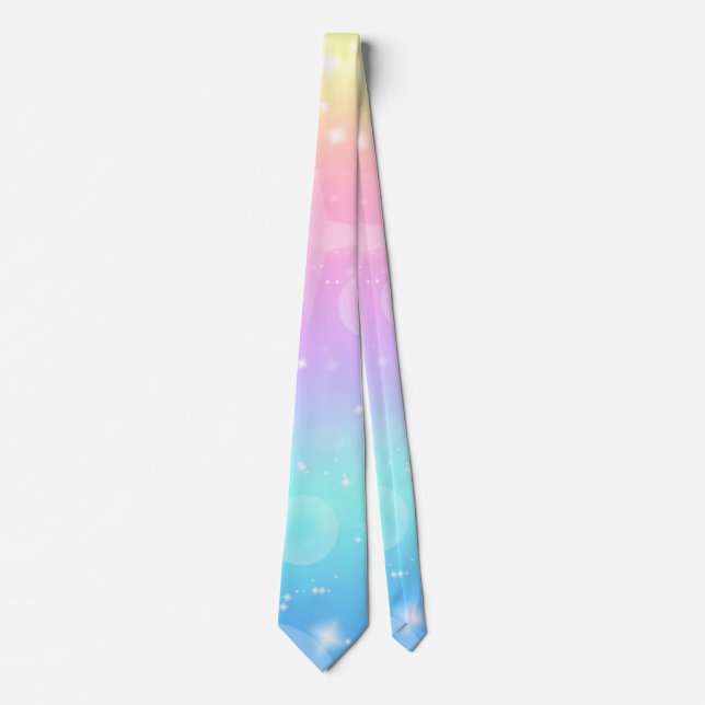 Gravata Kawaii Unicorn Gradient Pastel Neck Tie (Frente)