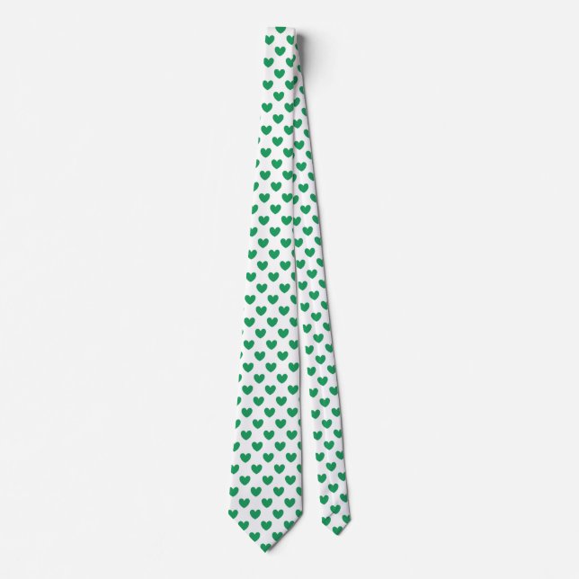 Gravata Kelly Green Polka Hearts em branco (Frente)