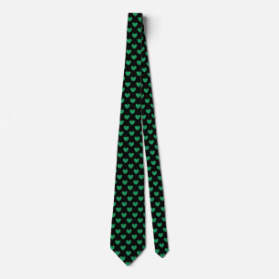 Gravata Kelly Green Polka Hearts em preto