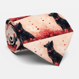Gravata Kelpie Australiano com Rosas - Dia dos Namorados