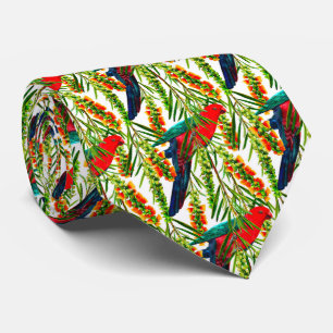Gravata King Parrot Tropical Blooms Neck