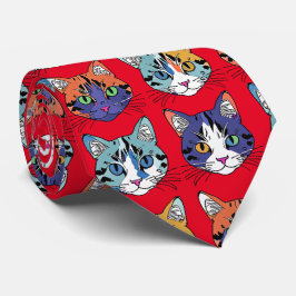 Gravata Kitten Pattern Neck Tie