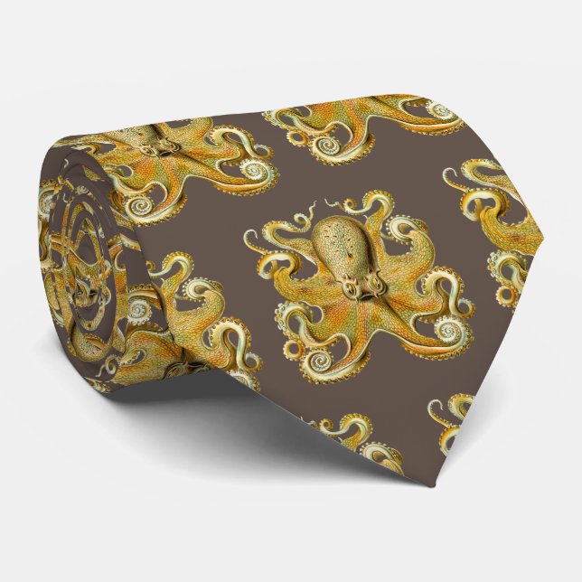 Gravata Kraken Vintage, Gamochonia Polvo, Ernst Haeckel (Rolled)