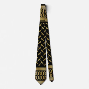 Gravata Kuffiyeh Palestino Preto e Dourado