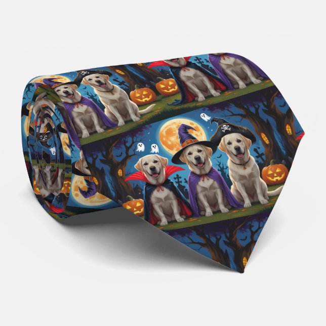 Gravata Labrador Dogs Pumpkin Halloween Engraçado (Rolled)