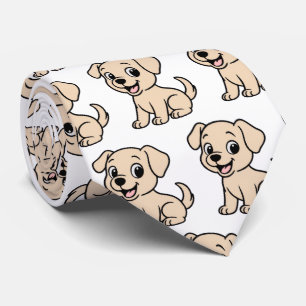Gravata Labrador Retriever Amarelo Desenho Animado Sentado