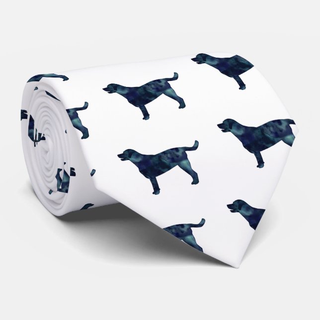 Gravata Labrador Retriever Geométrico Pattern Silhouette (Rolled)