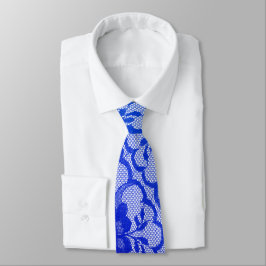 Gravata Lace Azul de Escápsulas de Cobalto Real Moderno