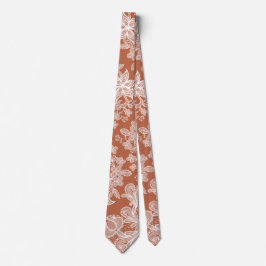 Gravata Lace Branco em Terracotta