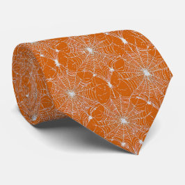 Gravata Lace de teia de prata em laranja