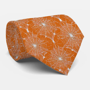 Gravata Lace de teia de prata em laranja