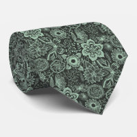 Lace Floral Retro Verde e Preto Elegante