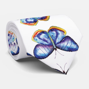 Gravata Laço à moda da arte azul da aguarela da borbolet