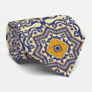 Gravata Laço alaranjado azul do estilo cerâmico de Azule