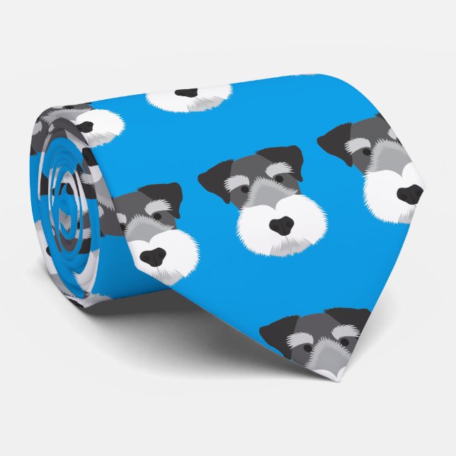 Gravata Laço azul do Schnauzer diminuto (Rolled)