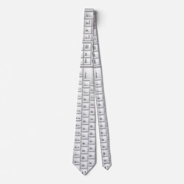 Gravata Laço branco do geek do teclado do computador (Frente)