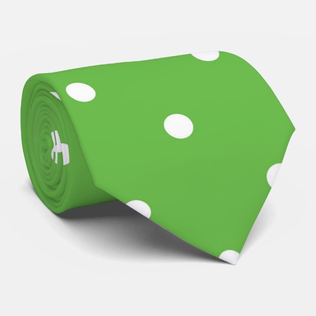 Gravata Laço branco verde das bolinhas do teste padrão do (Rolled)