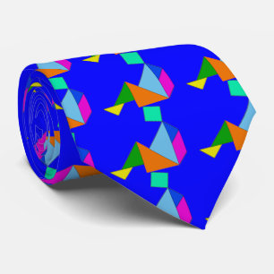 Gravata Laço chinês azul do Tangram