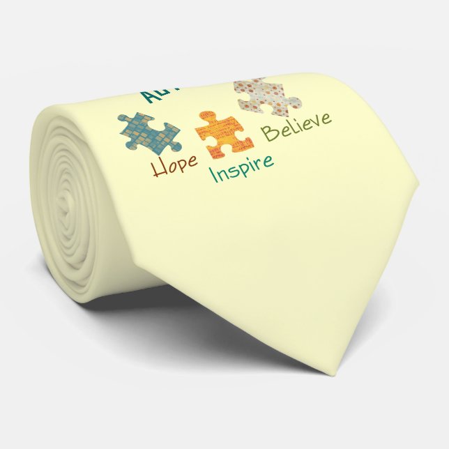 Gravata Laço da consciência do autismo (Rolled)