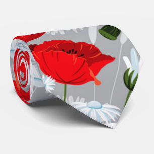 Gravata laço das papoilas e do margarida vermelho e o