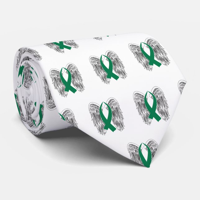 Gravata Laço de Conscientização Alado (Verde) (Rolled)