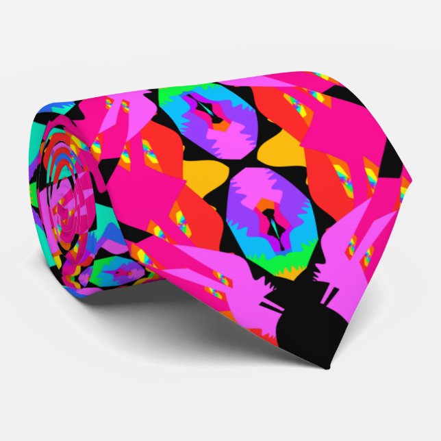 Gravata Laço do Fractal do respingo do flamingo (Rolled)