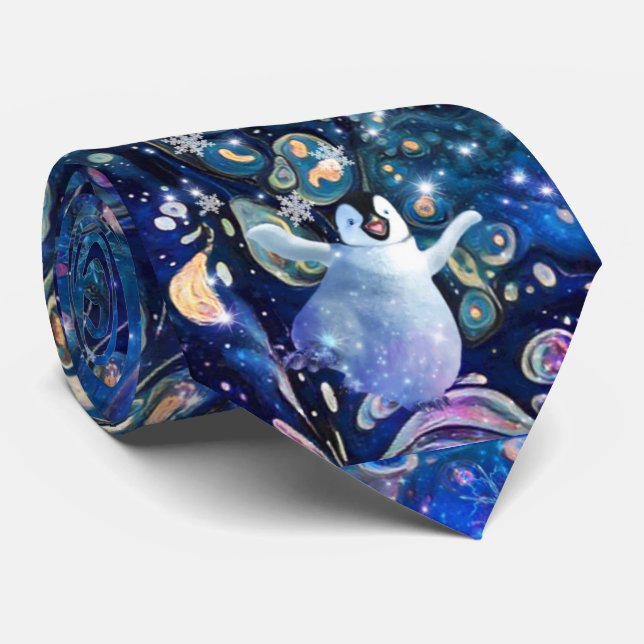 Gravata Laço do pescoço do floco da neve do pinguim (Rolled)