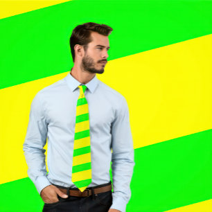Gravata Laço listrado verde e amarelo de néon (listras