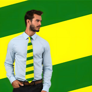 Gravata Laço listrado verde e amarelo (listras grossas)